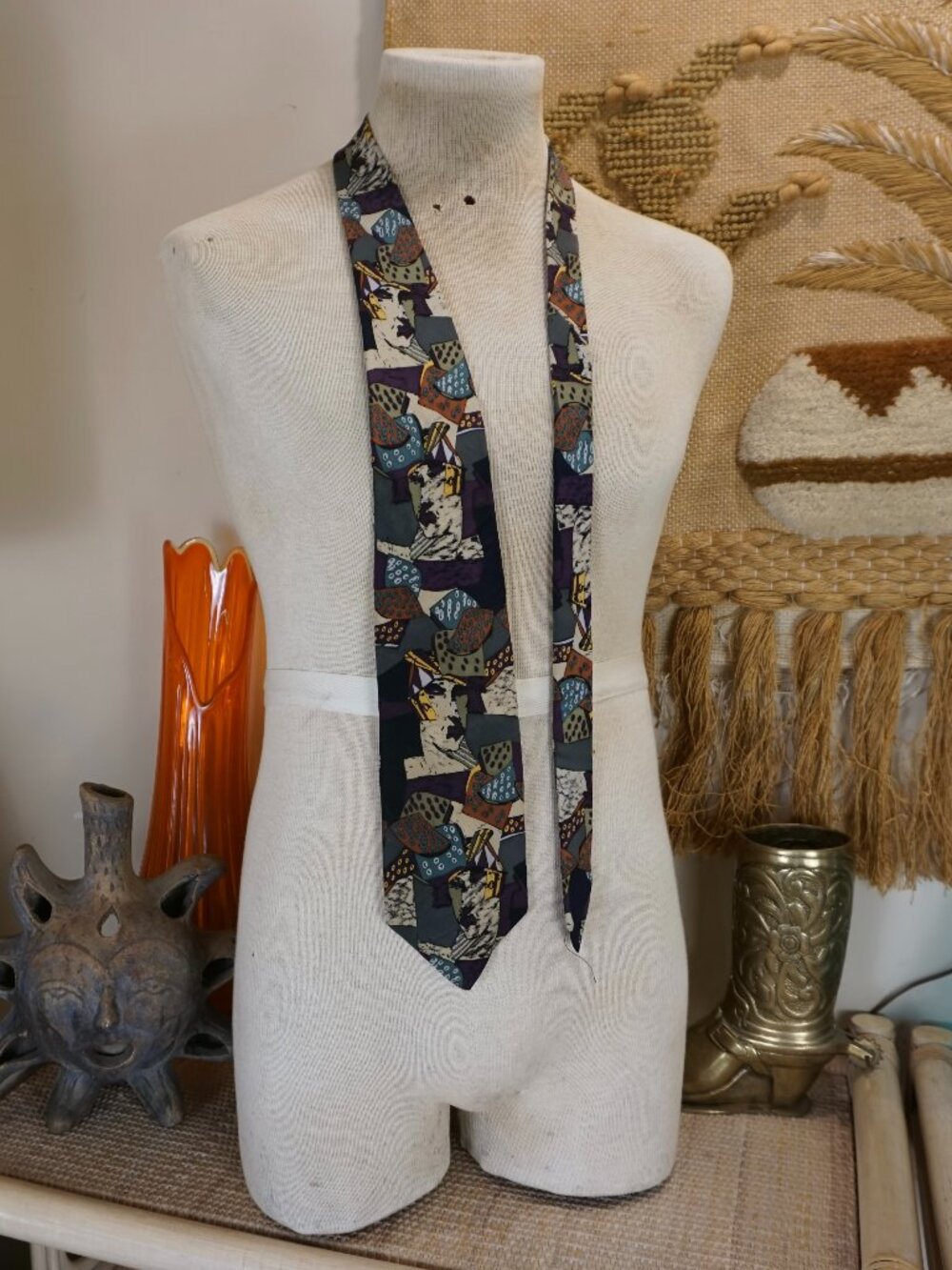 Vintage 100% silk Neomax Peter Max graphic face neck tie